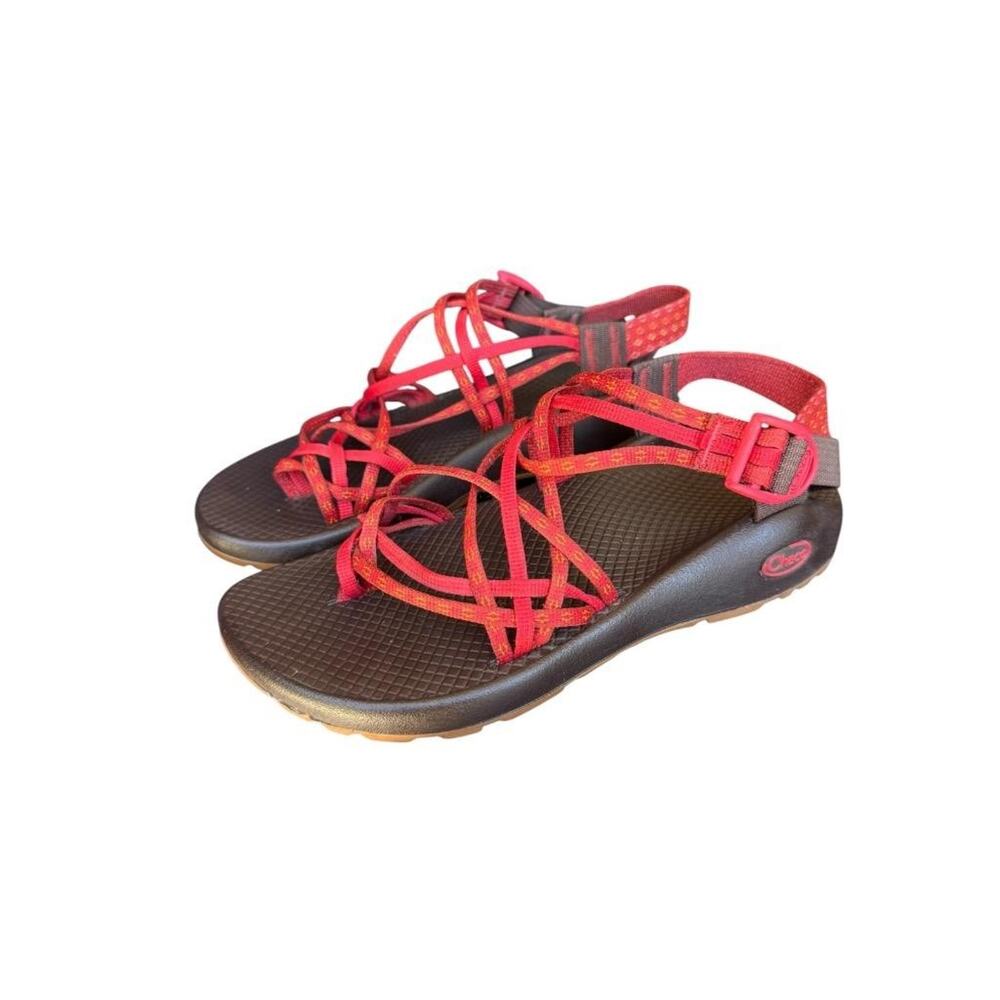 Chaco ZX3 Red Garden Peach Toe Loop Sandal Women size 8 - Picture 3 of 4